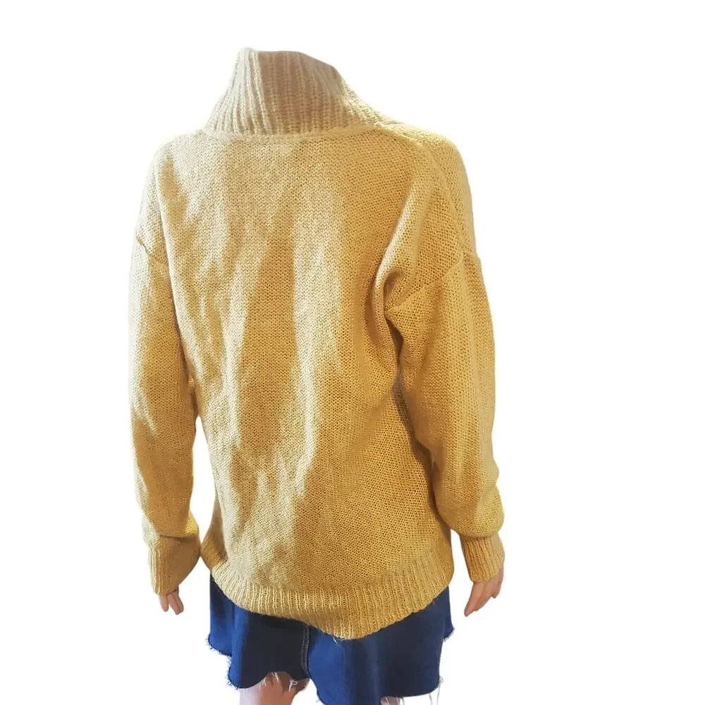 J. Crew Mohair Wool Blend Shawl Neck Sweater Golden Yellow Size M